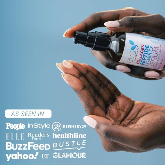 Detalle de Eva Naturals Multi Peptide Face Serum (2 oz, 2-Pack) — Anti-Aging Collagen Peptides, Fragrance-Free