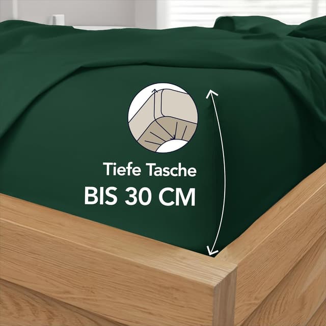 Detalle de Dreamzie Spannbettlaken 180x200 cm aus Mikrofaser (grün) – für dicke Matratzen