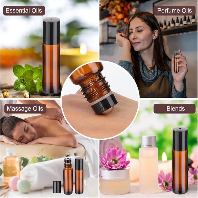 Thumbnail 6 de Hyber&Cara 10ml Glass Roll-On Bottles (12 pack) with Stainless Steel Roller Balls