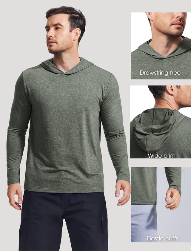 Detalle de PINSPARK Lightweight Pullover Hoodie for Men (Long Sleeve Golf, Gym & Workout)