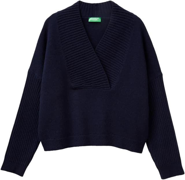 Detalle de Benetton Damen Pullover V-Ausschnitt 1444d403h