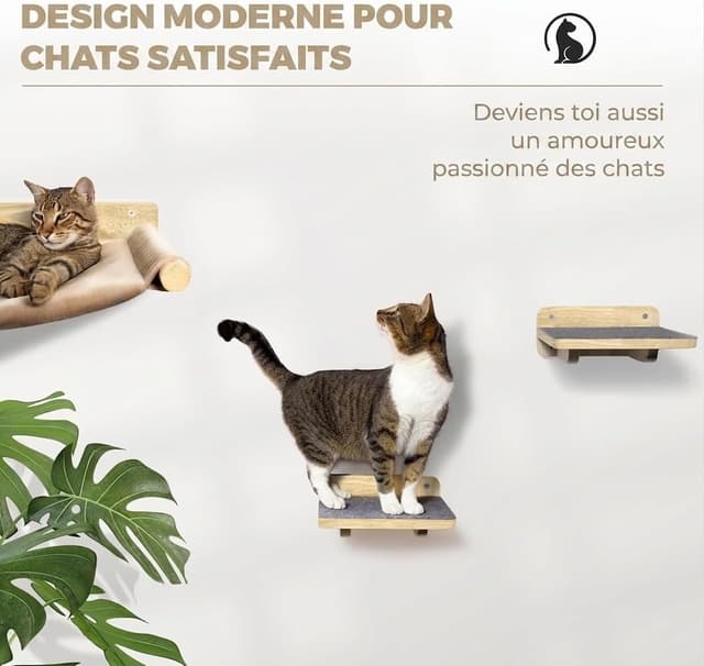 Thumbnail 6 de WOOWOOD® Kletterwand Katzen-Set „Naturhell“ (Wandkratzbaum mit Hängematte)