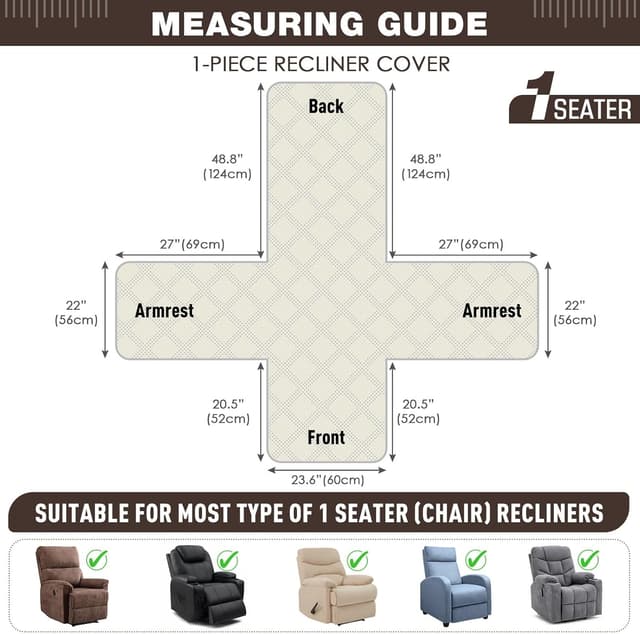 Thumbnail 2 de TAOCOCO Recliner Chair Cover 23.6