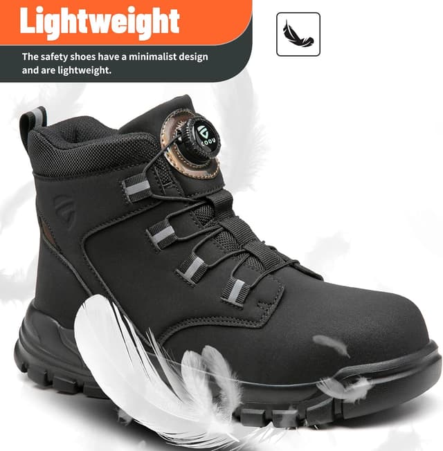 Detalle 2 de KOIFISH no-lace steel toe cap work boots for men and women with anti-slip comfort