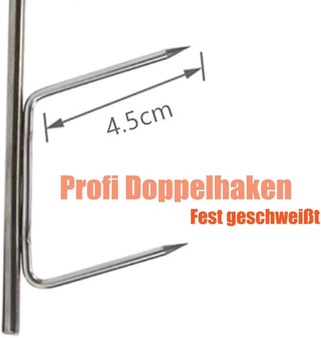 Detalle de Räucherhaken Profi Doppelhaken (10/20 Stück) aus Edelstahl, ca. 21 cm