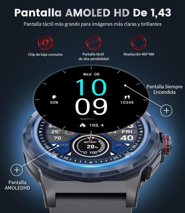 Thumbnail 3 de LIGE SML6 Pro 1,43'' AMOLED reloj inteligente