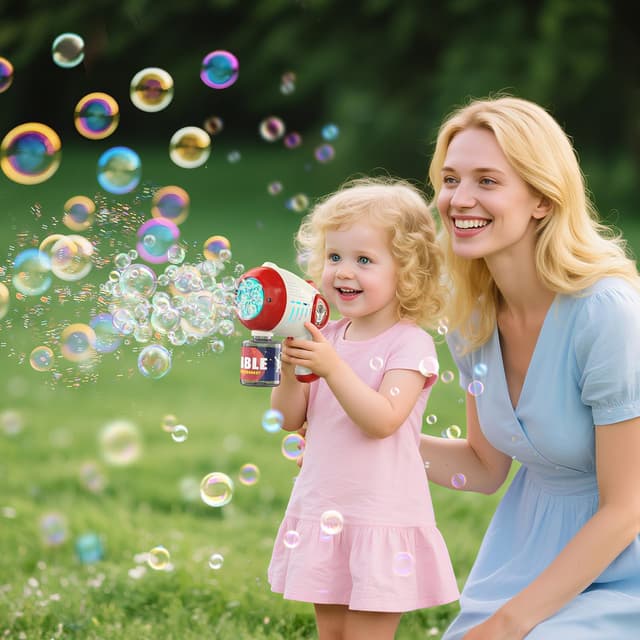 Detalle de EagleStone 2-Pack Light-Up Automatic Bubble Gun Toy for Kids (8-hole, outdoor bubble machine)