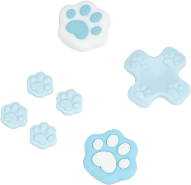 Detalle de GeekShare Cat Paw Button Caps & Thumb Grips Set for Nintendo Switch/OLED (Blue)