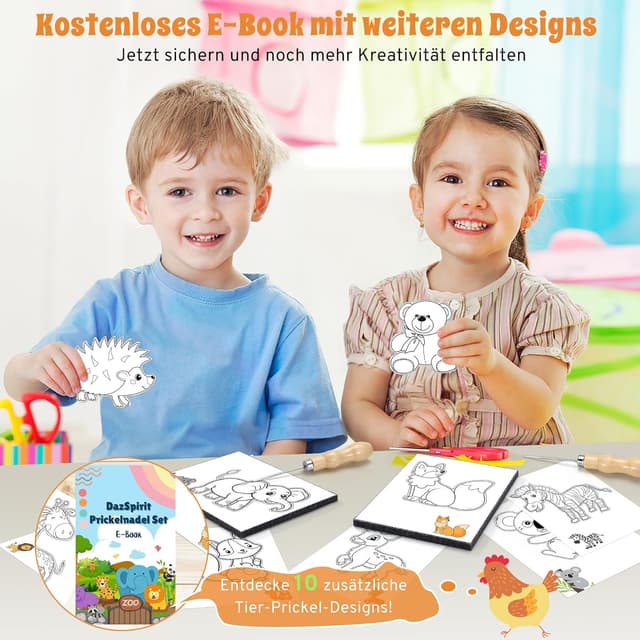 Detalle 2 de Prickelnadel Set ab 4 Jahre – Komplettes Prickelset
