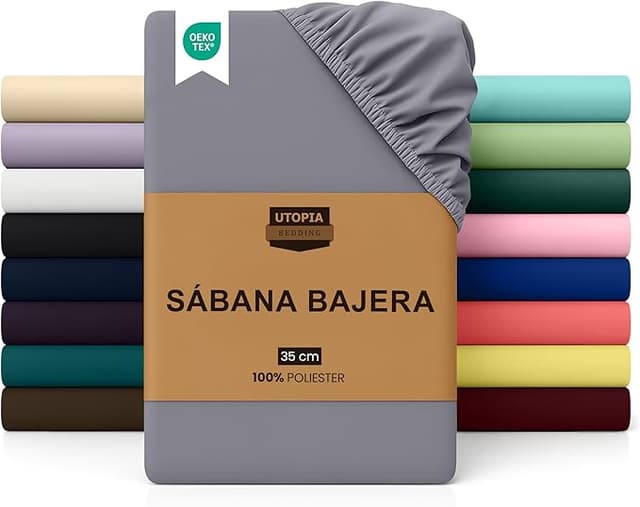 Detalle de Utopia Bedding Sabana Bajera 180x200 Gris🌙Microfibra Cepillada