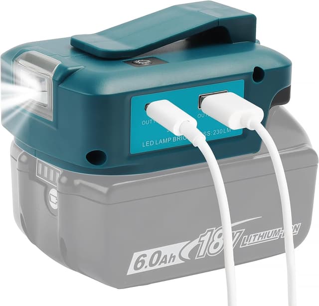 Detalle de QUPERR Adp05 battery adapter for Makita 14.4V/18V USB power pack 🔌