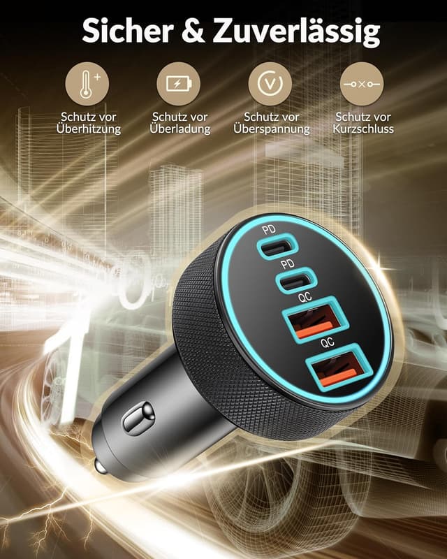 Detalle 2 de CREAPICO 90W Zigarettenanzünder USB C 4-Port