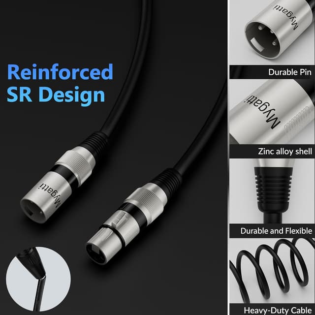 Detalle de Mygatti XLR-Mikrofonkabel 5 m (6er Set, mehrfarbig) – 3-polig, abgeschirmt, ausbalanciert