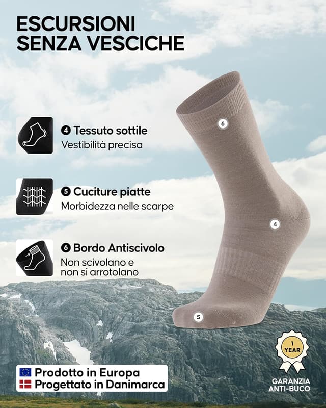 Detalle de Danish Endurance Calzini lana merino 2 paia