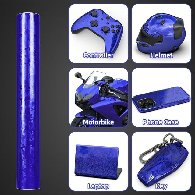 Detalle de Forged Carbon Folie Elektroplattierung Blau selbstklebend (Vinyl) – Autoschutzfolie Carbon, 150 × 30 cm