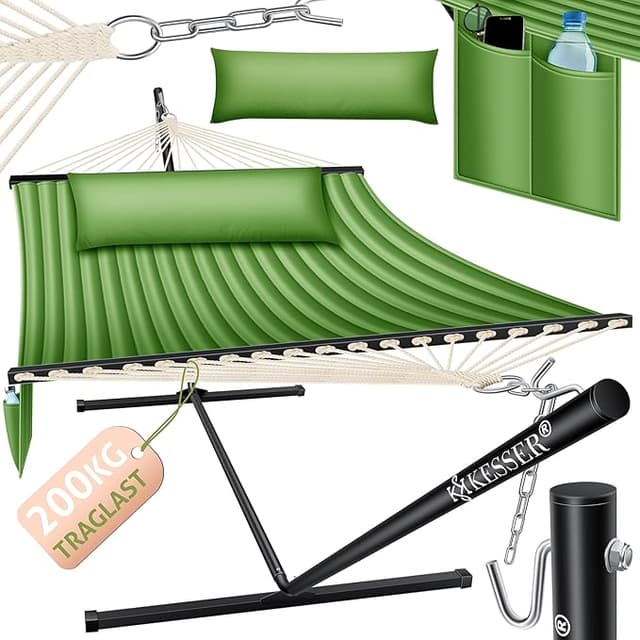 Detalle de KESSER® Hamaca Hill Doble con Estructura y Almohada 🏖