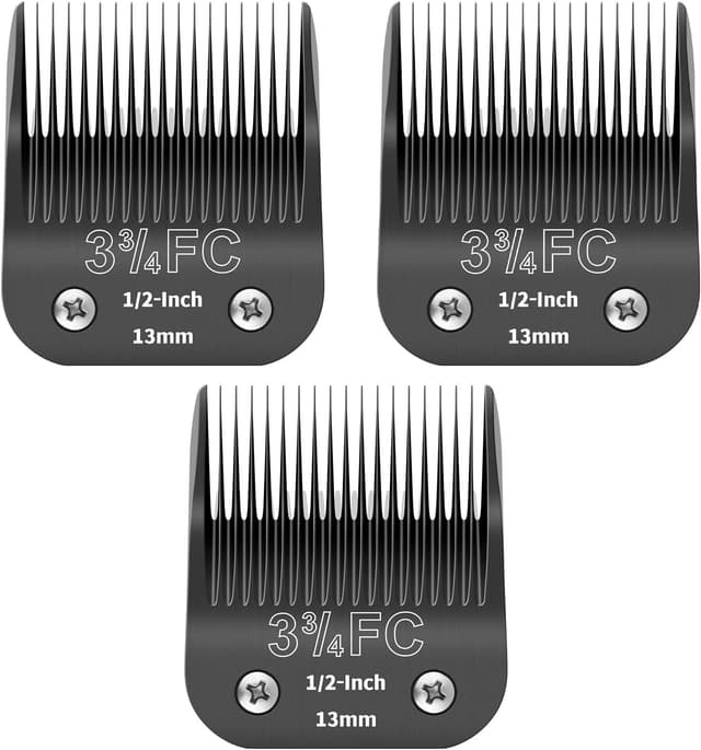 Thumbnail 6 de ZATEIRL Confezione da 3 lame 7FC staccabili in acciaio 1/8 pollici (3,2 mm), compatibile con Andis, Oster A5, Wahl KM-10, Moser, Heiniger – Nero