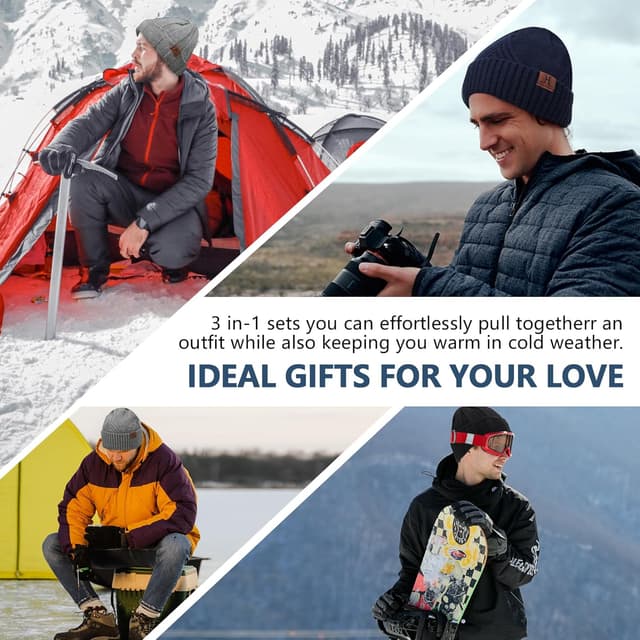 Thumbnail 6 de Ensemble bonnet, Ă©charpe et gants thermiques pour homme đ§Ł