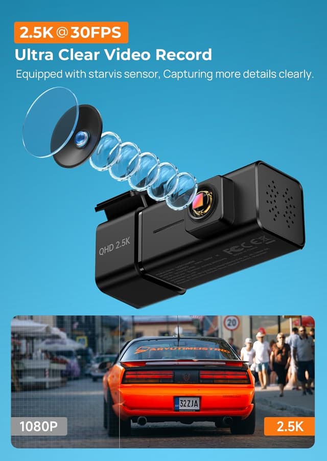 Detalle 2 de Dash Cam 2.5K WiFi front car camera 32GB