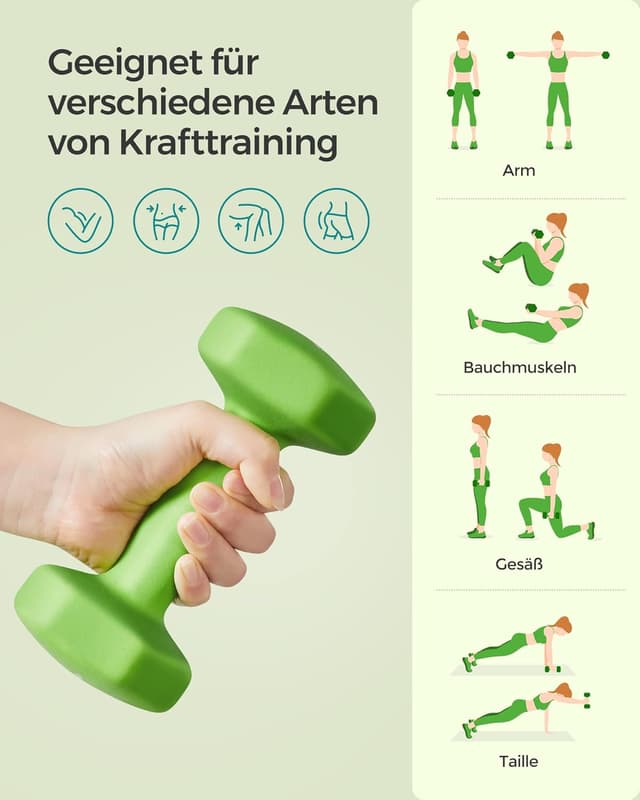 Detalle 2 de SONGMICS 2er-Set Hex-Dumbbells mit Neoprenbeschichtung für Krafttraining & Fitness zu Hause