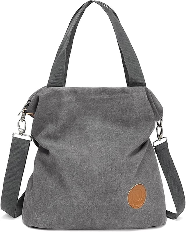 Detalle de Myhozee Damen Canvas Handtasche & Umhängetasche – geräumige Crossover-Strandtasche für Alltag, Schule und Reisen
