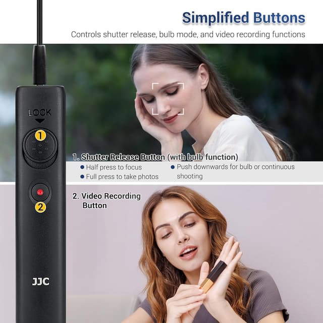 Detalle de JJC Video Recording Shutter Release Cable Remote Switch for Panasonic LUMIX DC-ZS99 (TZ99) / S9 / G100D DSLR Camera