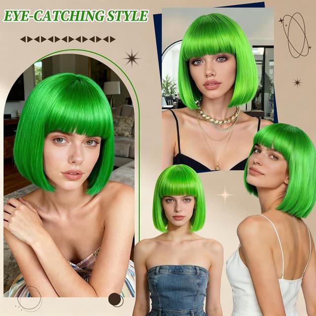 Thumbnail 6 de Perruque Femme Naturelle Courte Verte đ