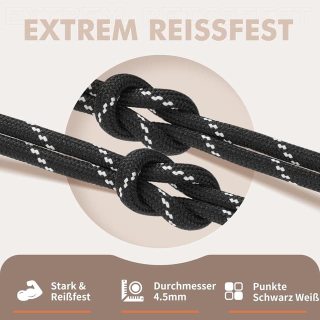 Detalle de Stepace Rund Schnürsenkel (2 Paar) – reißfest für Wanderschuhe, Arbeitsschuhe & Trekkingschuhe