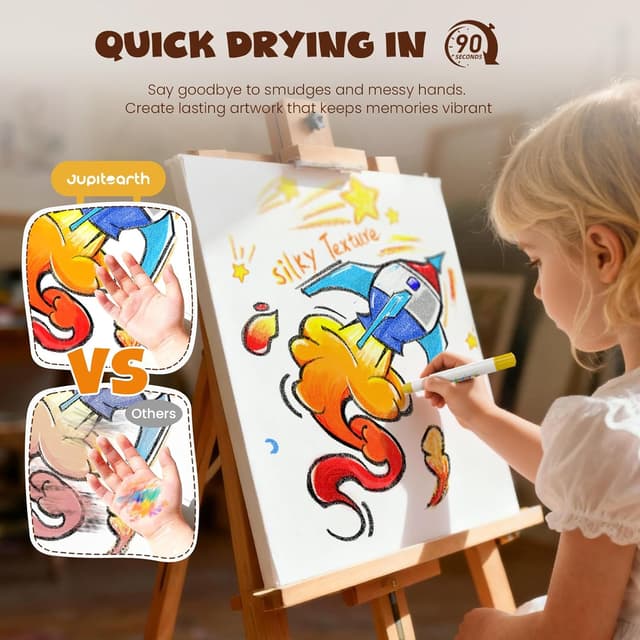 Thumbnail 3 de JUPITEARTH Wachsmalstifte mit 18 Farben, Raketen-Design & 120 PDF-Malvorlagen