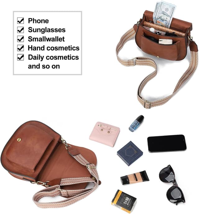 Detalle 2 de AFKOMST vintage-style vegan leather crossbody bag for women (small satchel & shoulder bag)