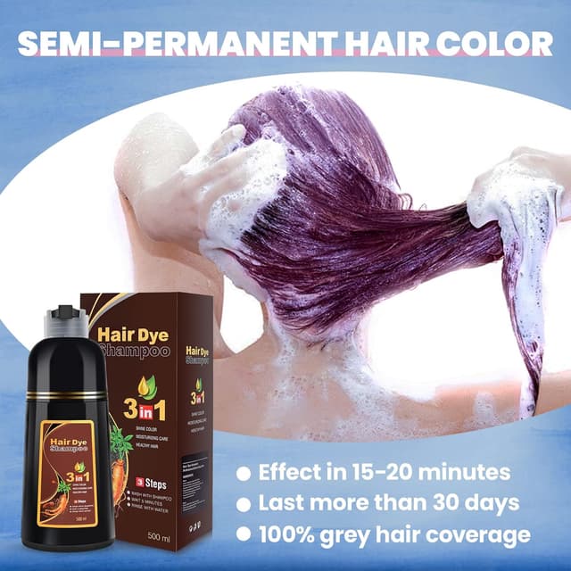 Detalle 2 de IIIMEIDU Burgundy Hair Dye Shampoo 3 in 1 for Gray Hair (500ml)