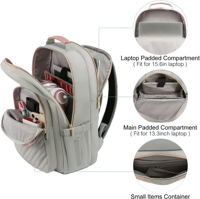 Detalle 2 de LOVEVOOK Laptop Backpack for Women with USB Port, Waterproof Anti-theft Rucksack (up to 15.6-inch)