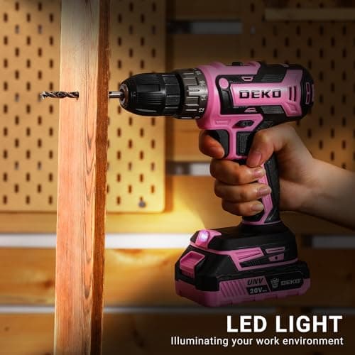 Thumbnail 5 de DEKOPRO Taladro inalámbrico rosa de 20 V para mujeres