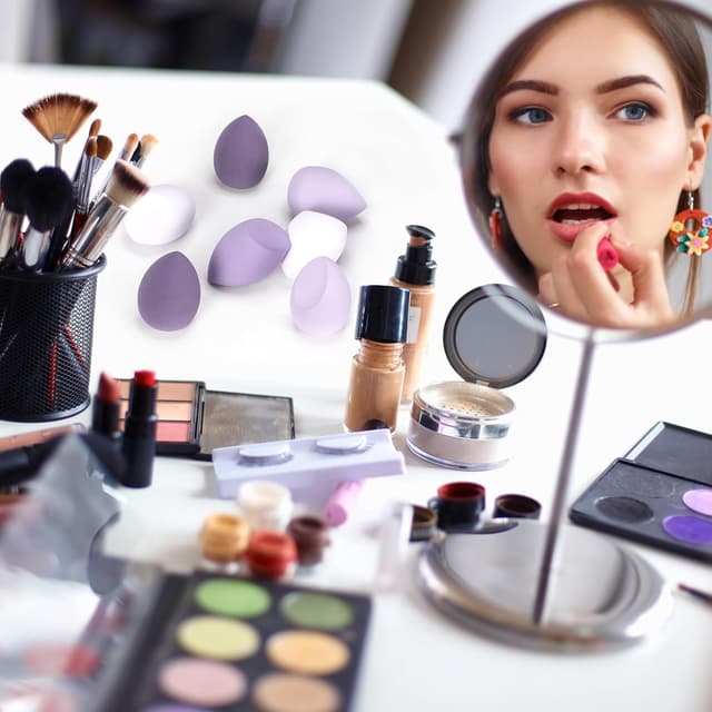 Detalle 2 de 8 pièces d’éponges de maquillage pour fond de teint (3 formes) — Violet