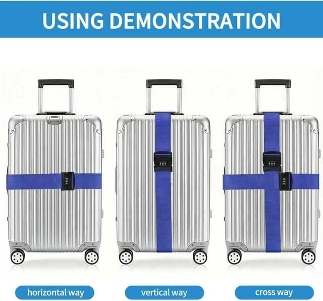 Thumbnail 6 de Koffergurt 2 Stück Verstellbar Zahlenschloss Blau