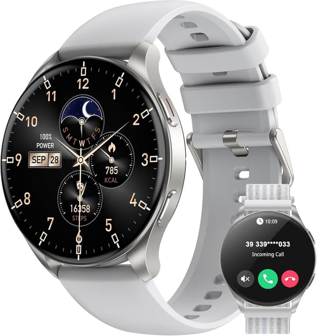 Detalle de Smart Watch for Men & Women with 1.43" AMOLED Always-on Display, Bluetooth Calls & 100+ Sports Modes (IP68)