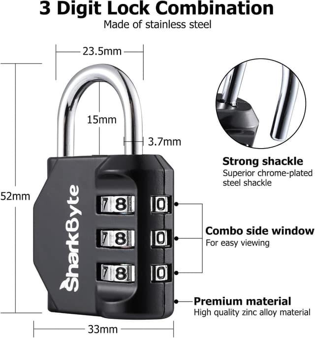 Thumbnail 1 de SharkByte Small Luggage Locks 3-Dial