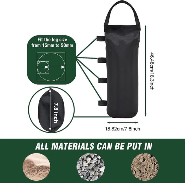 Detalle 2 de 4 Stück Zelt-Sandsack (Industriequalität 600D) mit Gewichtsbeutel für Pavillon & Pop-up-Vordach