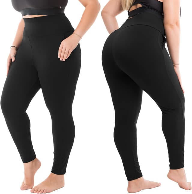 Detalle 2 de Walifrey plus size high-waist leggings with pockets (tummy control, non see-through) for women