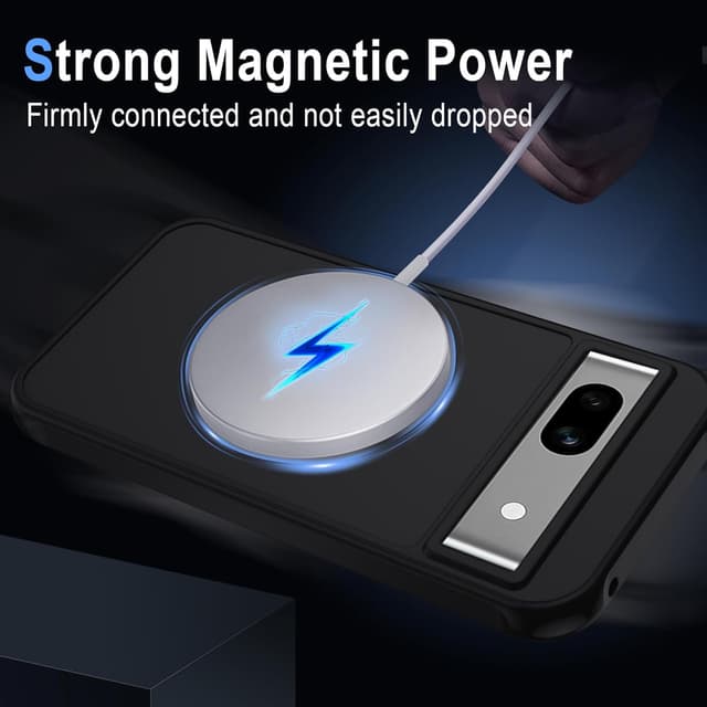 Detalle de XTCASE Coque magnétique pour Google Pixel 8A avec MagSafe, dos mat translucide et protection anti-chocs, Noir