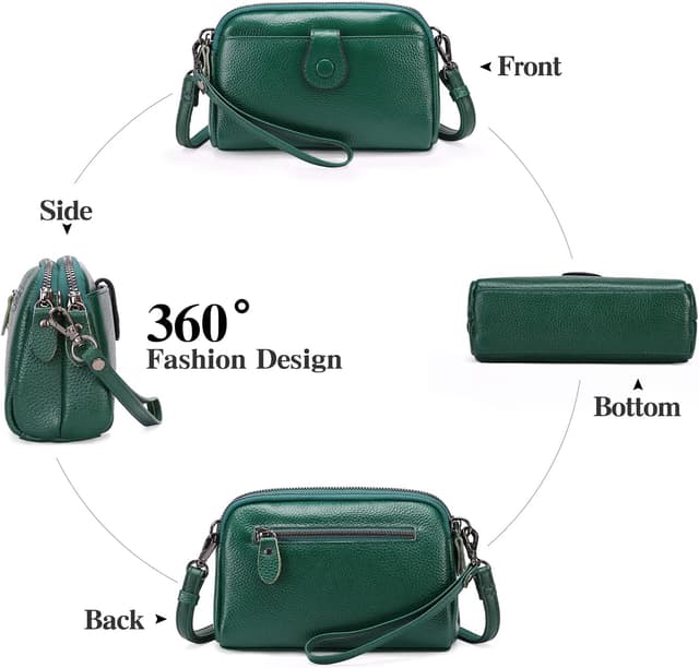 Detalle 2 de GAEKEAO small genuine leather crossbody bag with wristlet strap