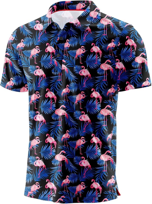 Detalle de QIXING Summer Men’s Golf Polo Shirt — moisture-wicking, quick-dry, printed short-sleeve performance polo