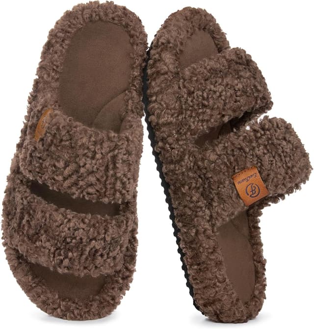 Detalle de EverFoams Womens Fuzzy Open-toe Slippers 5-6