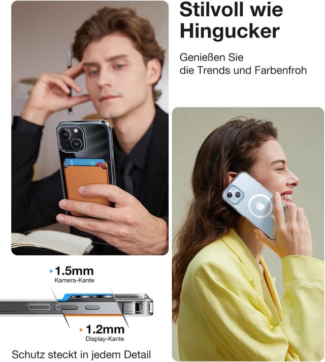 Thumbnail 6 de TORRAS Diamond-Mag Hülle für iPhone 15 mit MagSafe, transparent und kratzfest