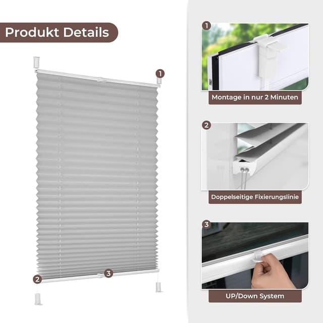 Thumbnail 1 de Allesin Plissee Klemmfix 70x210 cm 🪟