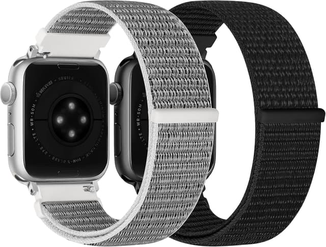 Detalle de Runostrich Nylon Sport Strap 2-Pack for Apple Watch (Solo Loop) – Adjustable nylon bands for 38–49mm