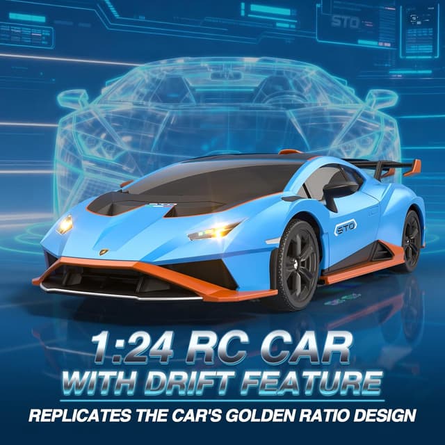 Detalle 2 de Lamborghini RC Drift Car (1:24) – 4WD mini 4WD remote control drift car with LED lights, 25 km/h