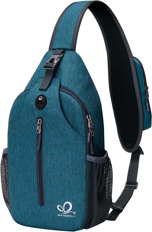Detalle de WATERFLY Sling Rucksack Sling Bag – Brusttasche mit verstellbarem Rucksackgurt zum Wandern