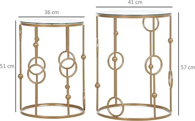 Thumbnail 2 de HOMCOM Tables gigognes art déco Ø41 Ø36 cm