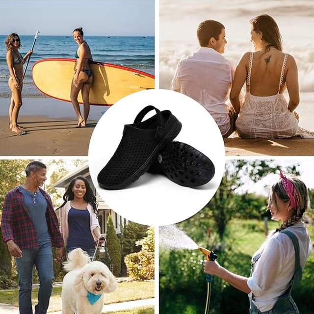 Detalle 2 de SAGUARO Unisex Clogs Hausschuhe, schwarz